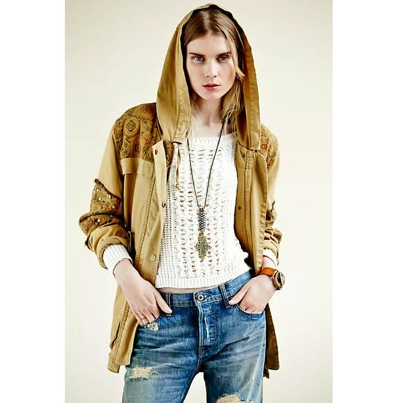 Free People Crafted Cloth Tapestry Parka Anorak Jacket - Picture 11 of 11